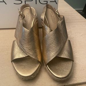 Via Spiga Gold Eapadrille Wedge